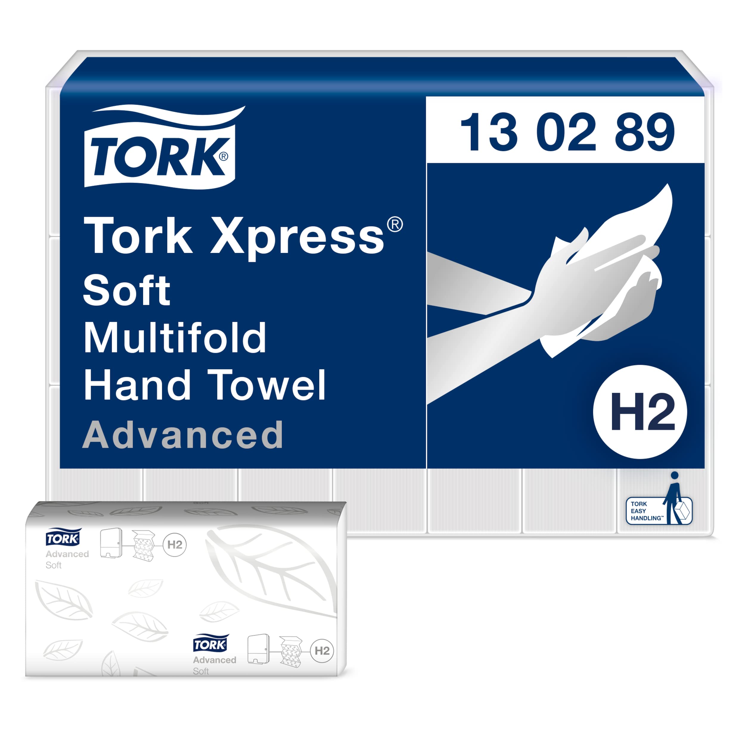 Tork 130289 Xpress Asciugamani intercalati Advanced Soft piegati a Z, 2 veli, compatibili con sistema H2, 21 x 180 asciugamani (25,​5 x 21 cm)