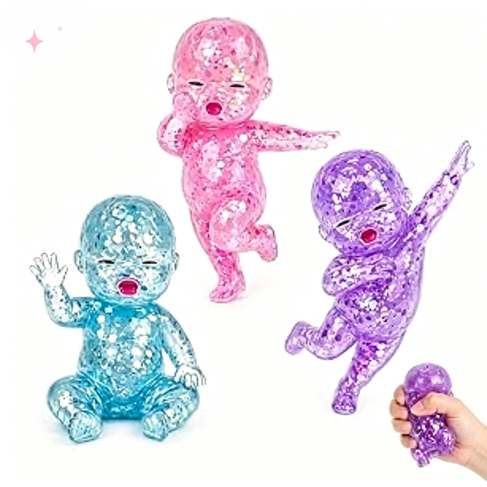 GETFACAI 3 PCS Baby Squishy, Sugar Squishy Cheap, 10cm Cartoon Character Ornaments, Suitable for Desktop Decorators, Interior Design Enthusiasts, Collection Lovers, Office and Home Display Users