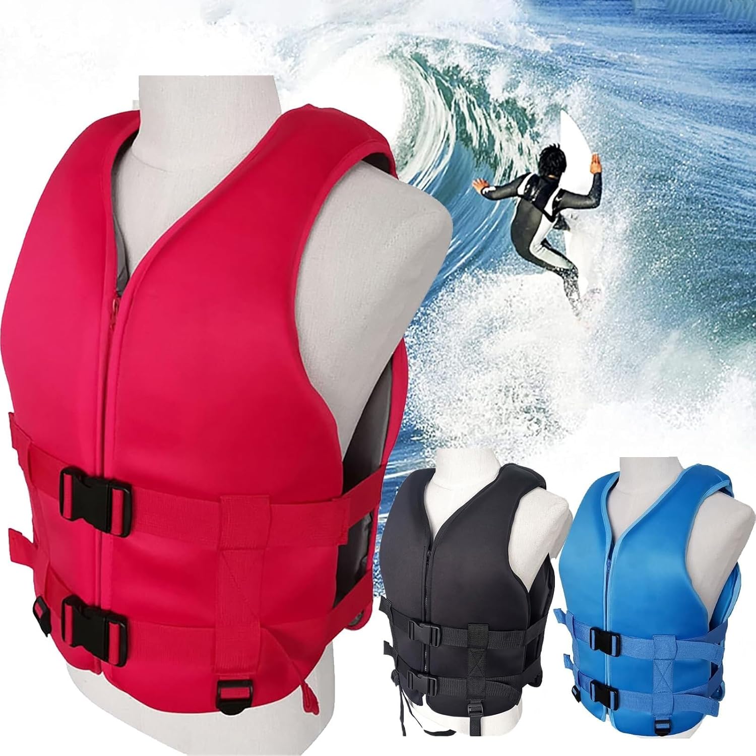 Adult Swim Vest, Kids Neoprene Buoyancy Aid, Portable Adjustable Floatage Gilet for Men and Women for Fishing Surfing Rafting Kayaking 20-120KG