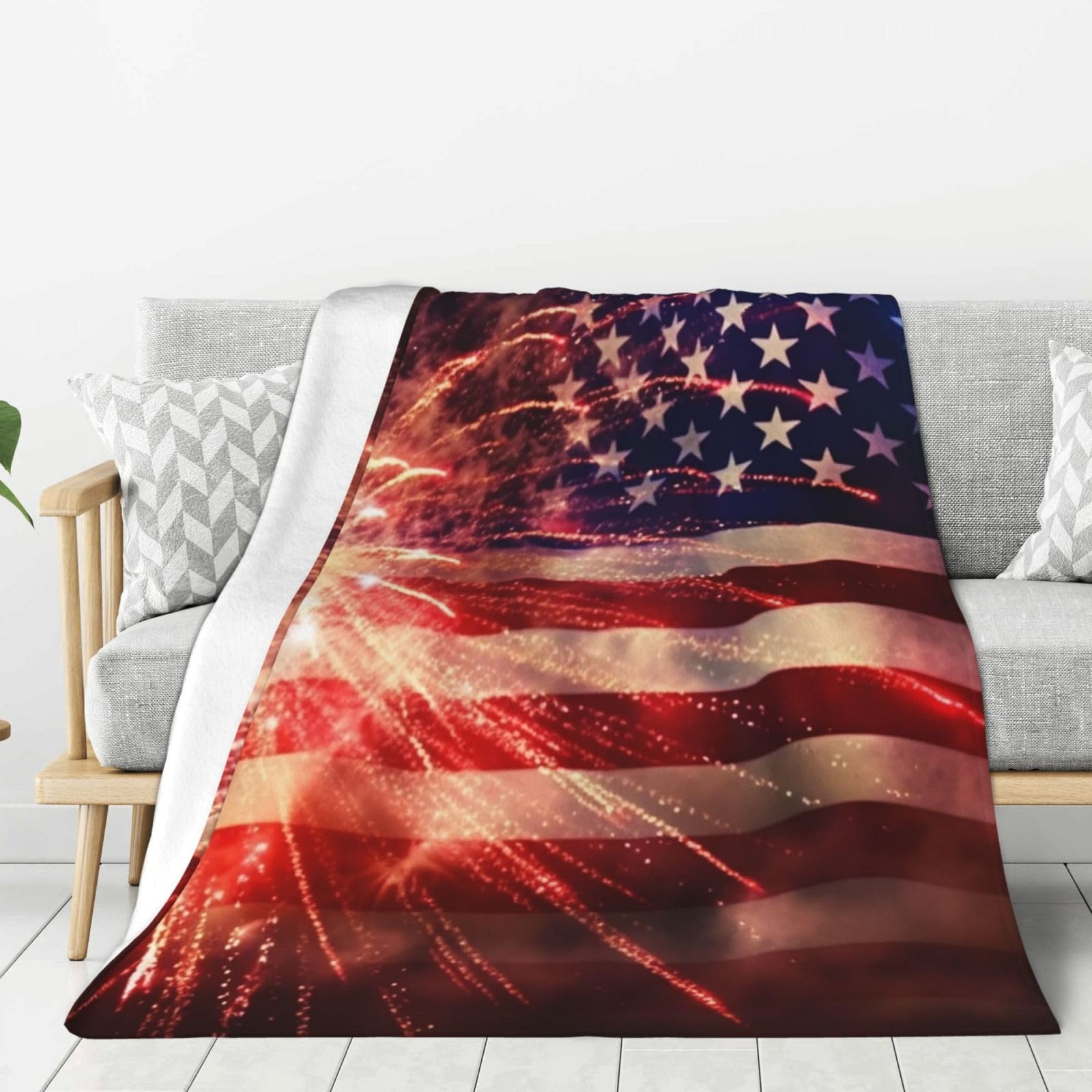 Plaid usa en flanelle douce de 152 x 127 cm, le cadeau parfait pour le voyage