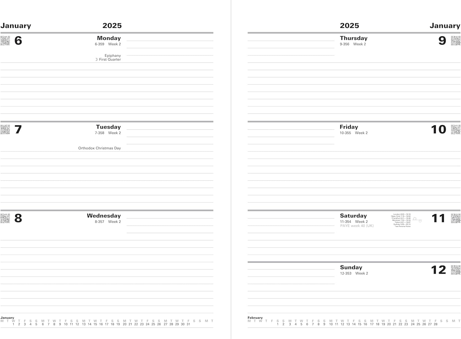 Letts of London Standard A4 week to view 2025 diary - blue
