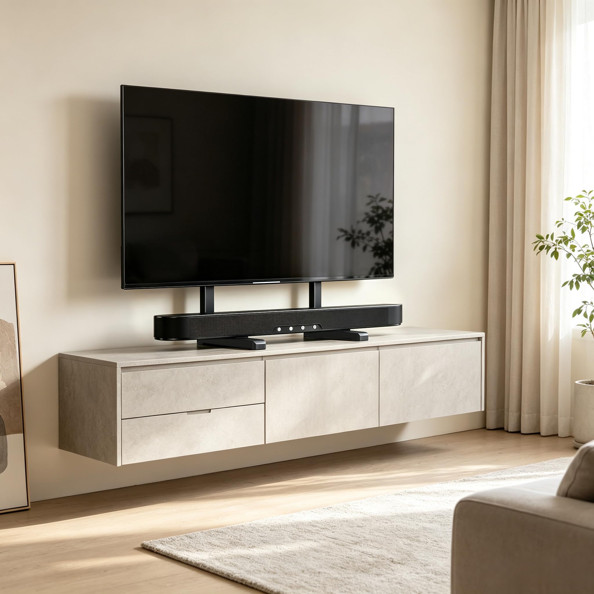 Hemudu Supporto Piedistallo TV per Televisori da 22-75 pollici LED OLED TV | Supporto TV da Tavolo Altezza Regolabile fino a 50kg, MAX VESA 400x400mm, HT12B-001E