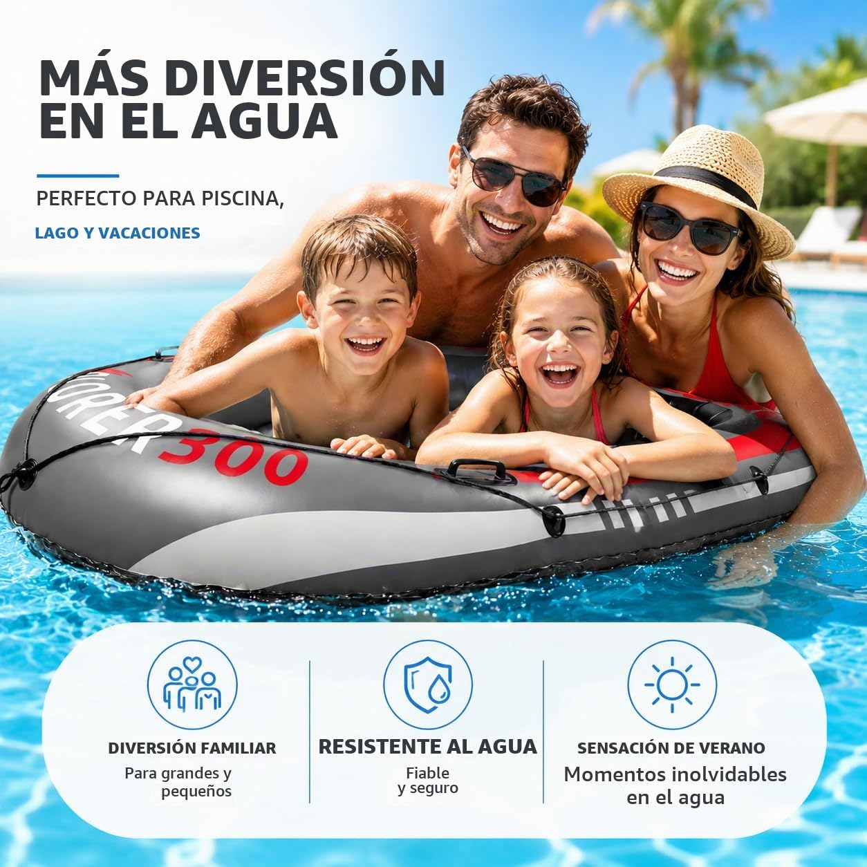 Bote inflable de 220 x 110 cm, para niños y adultos con pádel y cuerdas, barco inflable, bote de remo y bote de remos