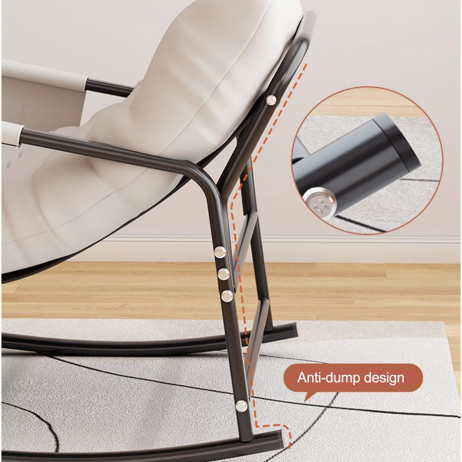 Schaukelstuhl wohnzimmer,Relaxsessel Lounge,Metallrahmen Armlehnensessel,Relaxliege wohnzimmer mit Seitentaschen Schaukelstuhl,für Wohnzimmer Schlafzimmer Kinderzimmer Freizeit ( Color : Gray , Size :