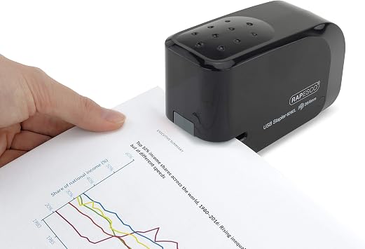 Rapesco 1454 626EL Automatic Electric Stapler USB/Battery, Black
