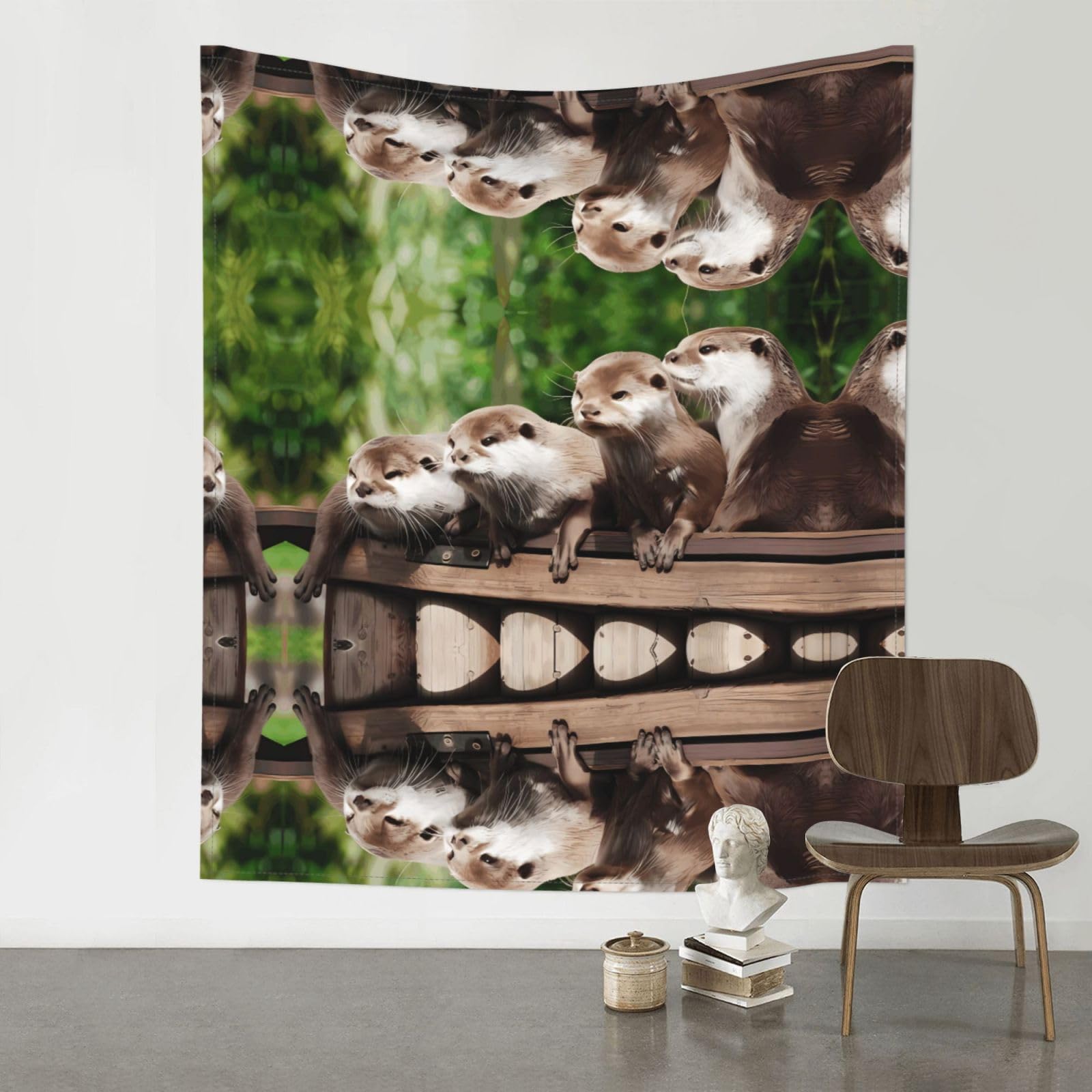 YYHHAOFA Four cute otters Prints 60x51in Wall Tapestry Boho Chic Dorm Decor & Beach Throw Blanket