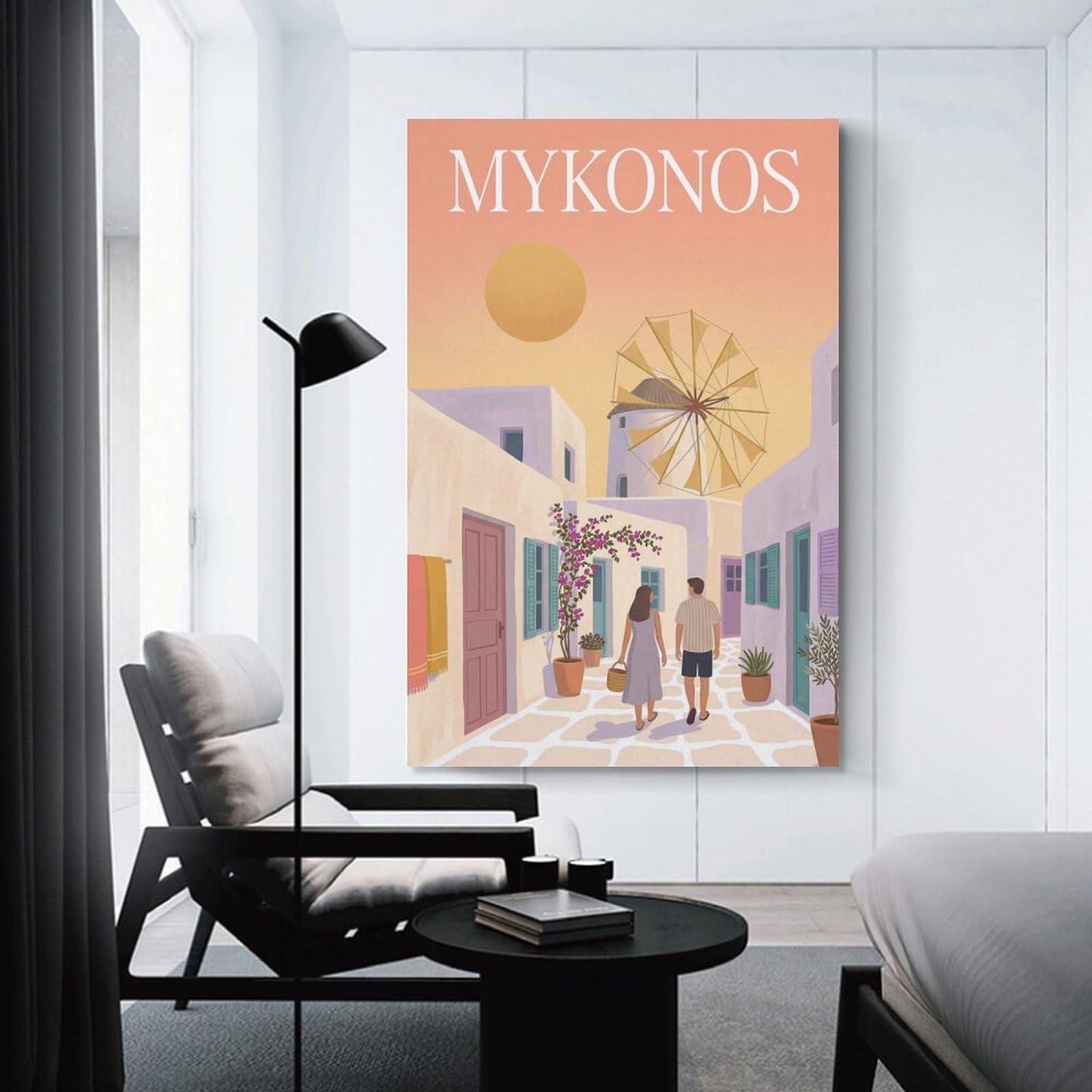 Junmoney Wall Art Print Mykonos Greece (2), 24x36inch(60x90cm), for Bedrooms, Workspaces And Everyday Interiors, Stylish Home Artwork for Focal Walls