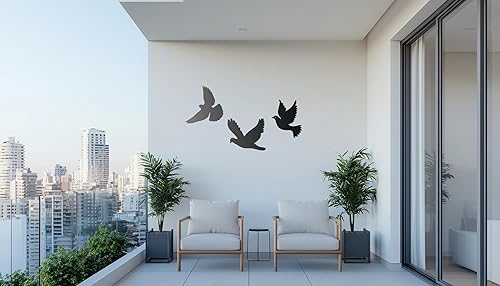 Miniatura 5 de DEKADRON Arte de pared de metal, decoración de pájaros, decoración de pared de metal, letrero de pájaros para interiores y exteriores (juego de 3)