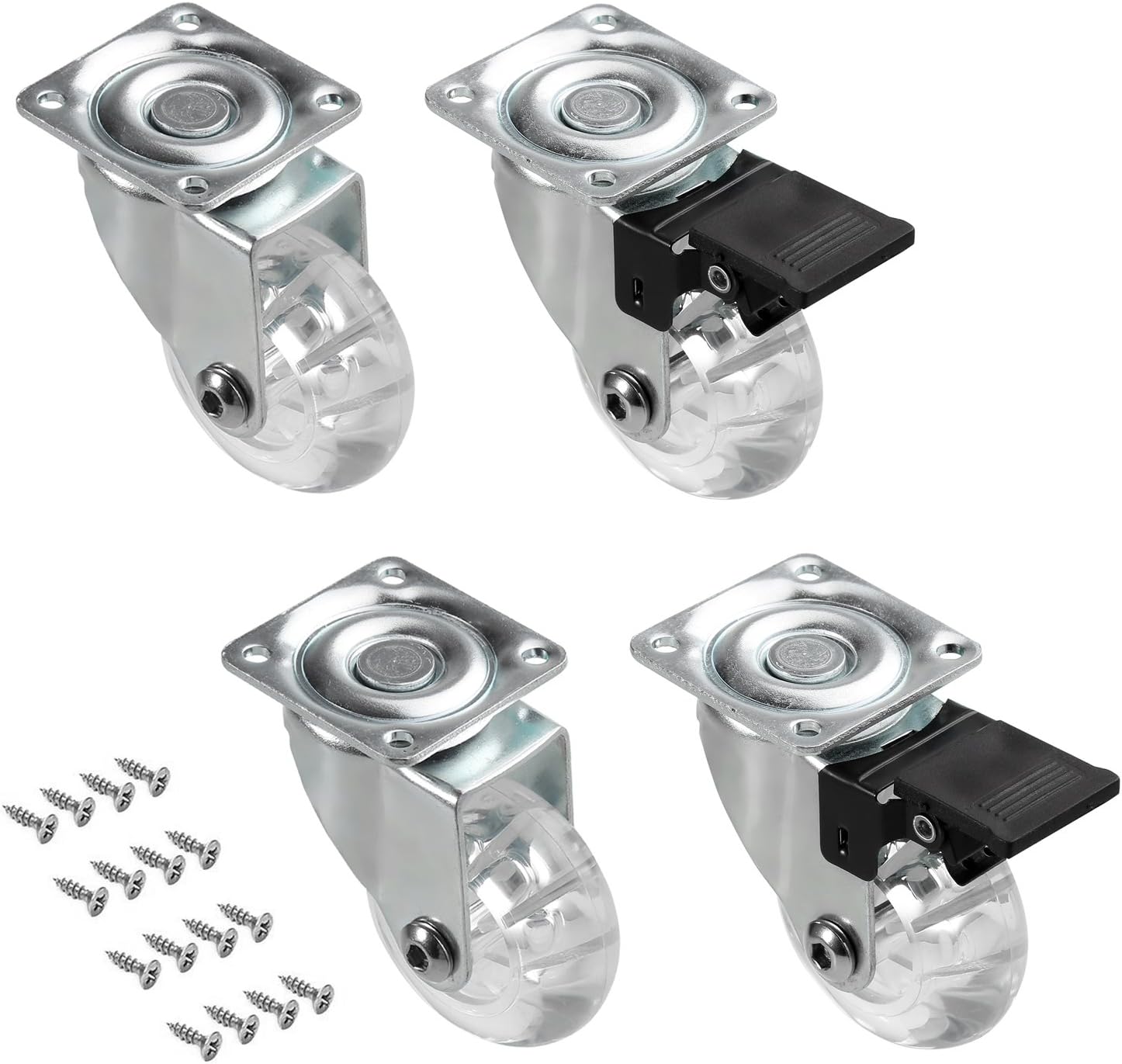 Modrine 4 Pieces 50 mm / 75 mm Castor Wheels, Heavy Duty Wheels, Double