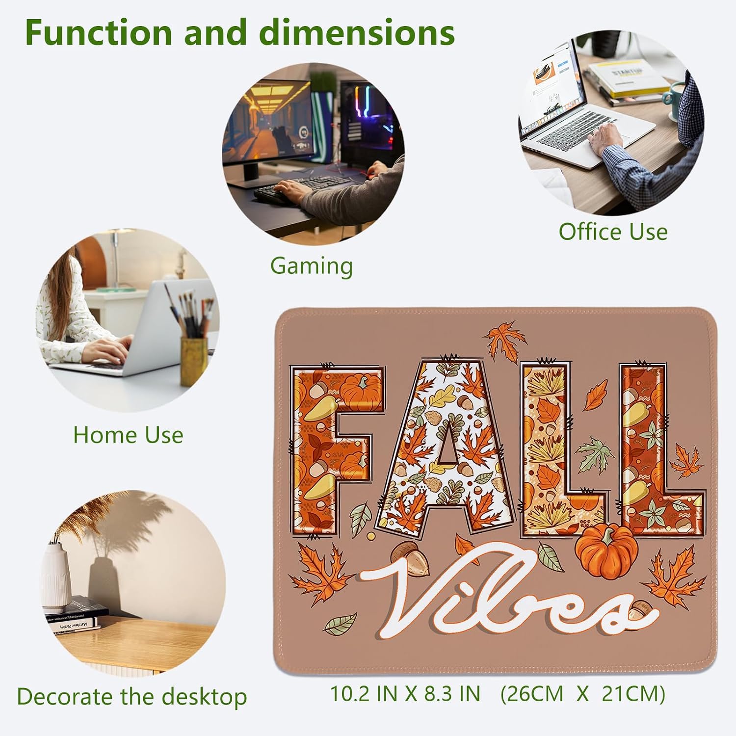 Cztulip Fall Vibe Mouse Pad,Rustic Retro Maple Leaf Pumpkin Acorn Mouse Mat image 4