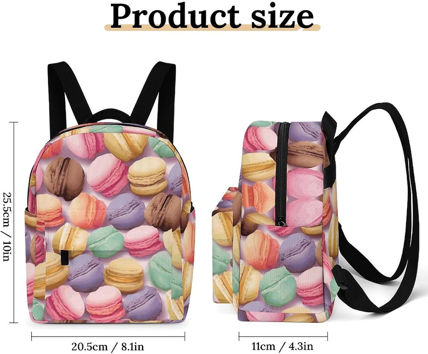 Waterproof Mini Backpack for Women - 10 Inch Oxford Lightweight Daypack Cute Bag Small Daypack Macaron Biscuit Flavored Pastries Small Backpack Purse for Travel Work Weekender