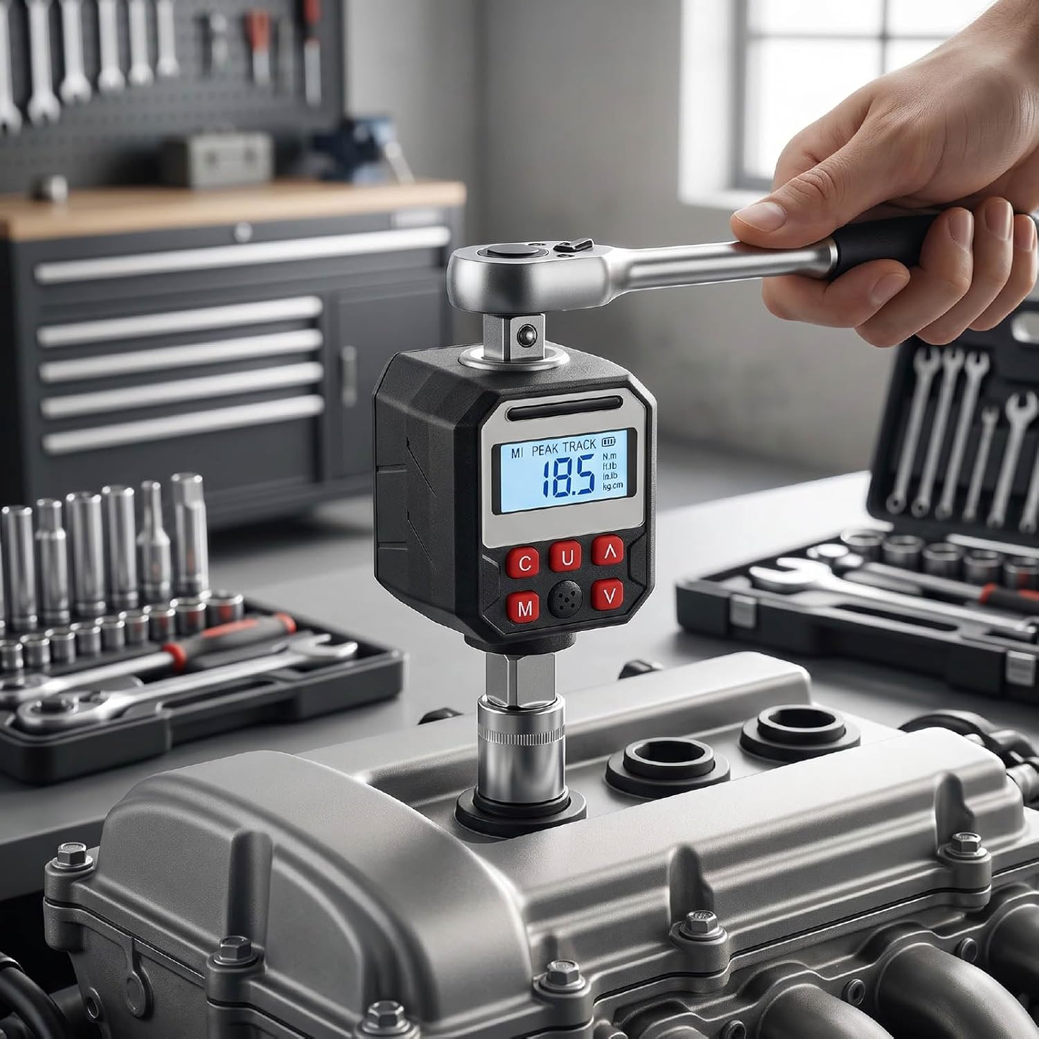 Karlak Digital Torque Wrench Adapter Compact with Color LCD Display 1.5-30Nm and DIY Enthusiasts CRV Steel