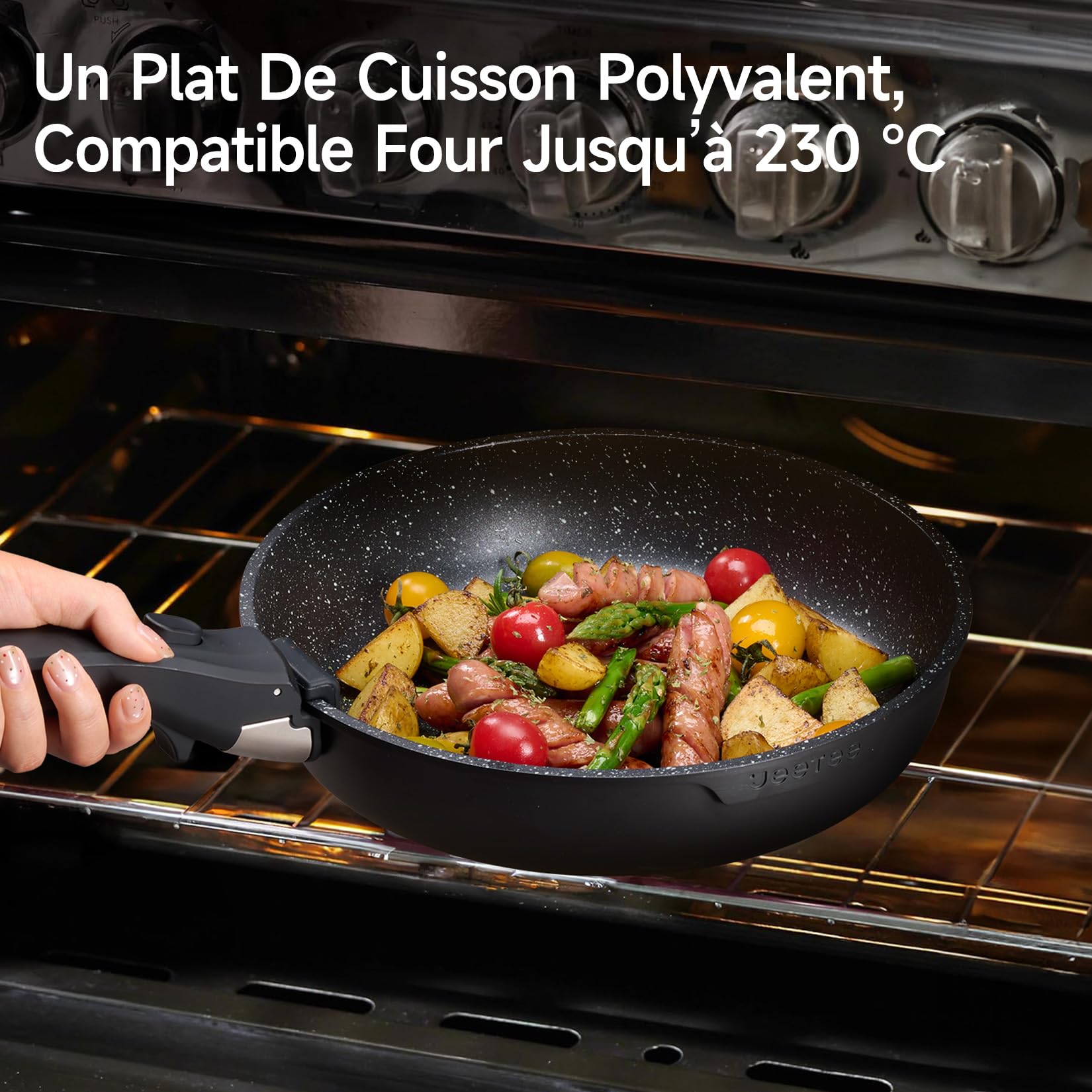 JEETEE Batterie de Cuisine 25 Pièces avec Poignées Amovibles pour Induction | Lot Casseroles et Poêles Antiadhésives, Sans PFOA, Batterie Cuisine Empilable Gain de Place pour Four, Camping et Tout Feux