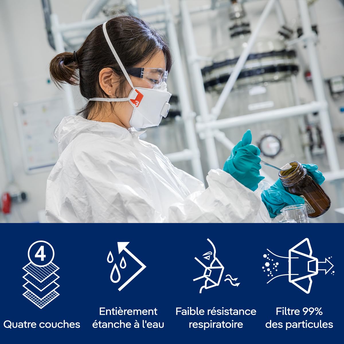 Dräger X-plore 1930 V Masques de Protection respiratoires FFP3 avec valve, Masque anti-poussière jetable pour des travaux de construction, de chimie et de peinture