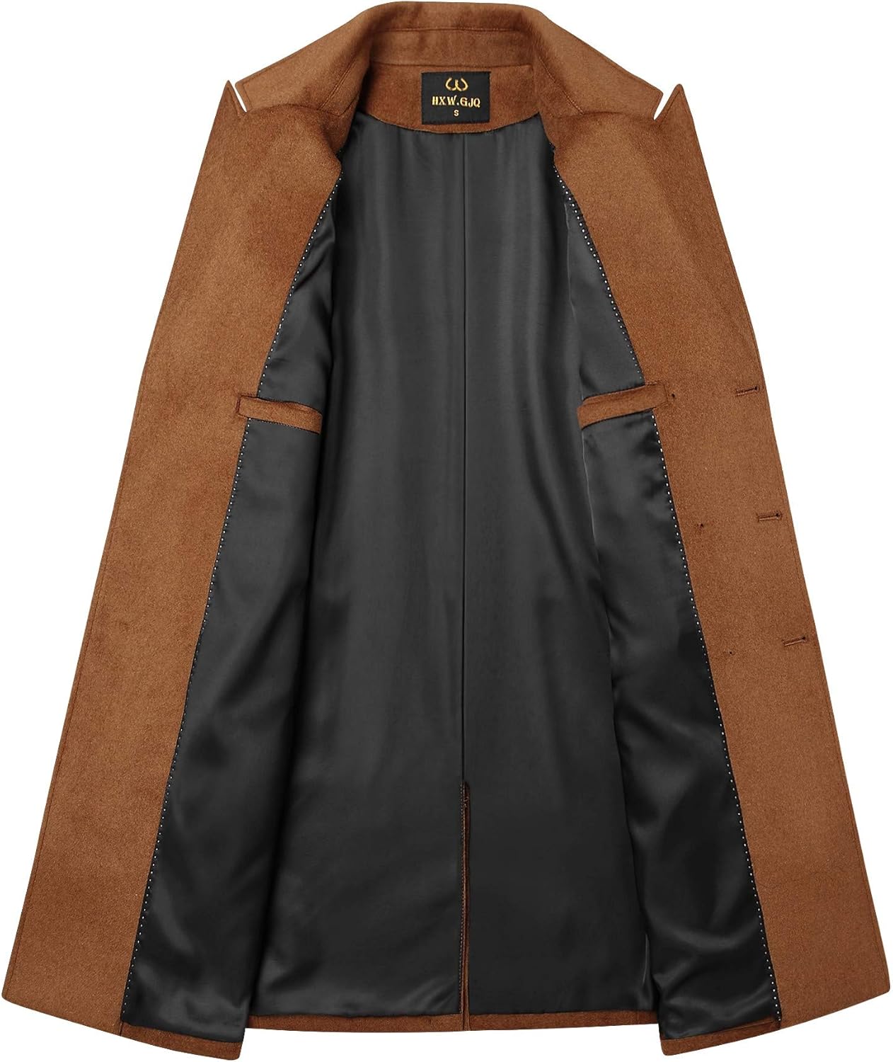 Men's Premium Wool Blend Double Breasted Long Pea Coat - Image 4