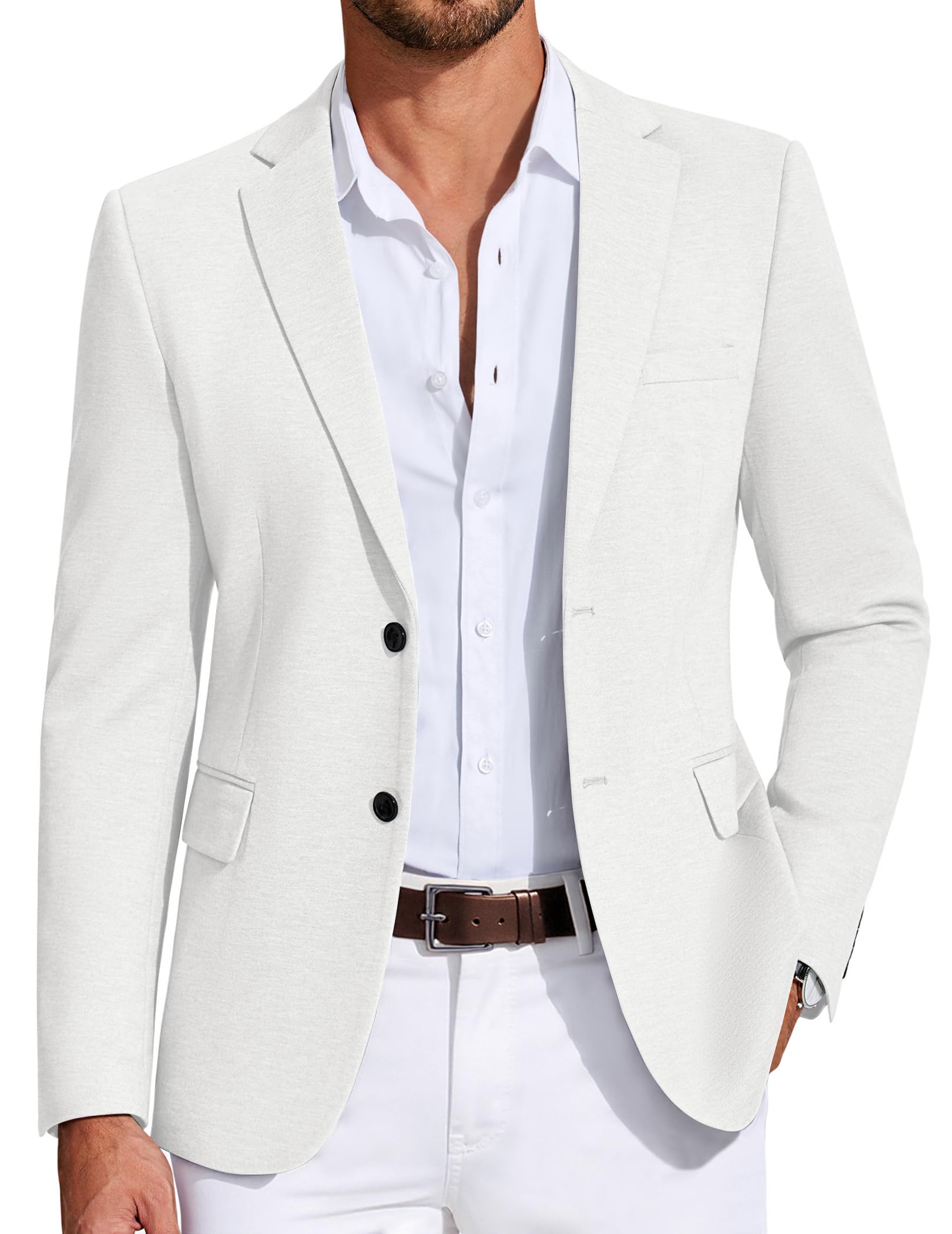 COOFANDY Mens Casual Blazer Knit Sport Coat Lightweight Two Button Suit Jacket