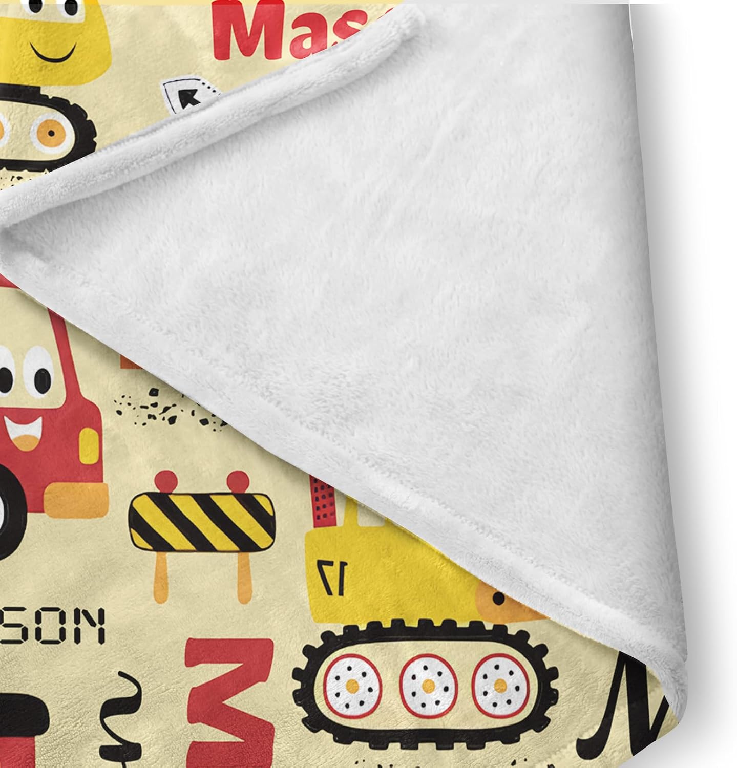 Custom Baby Crib Bedding Set 3 Piece - Personalized Name with Vehicles Design - Soft Chic Blanket, Crib Sheet, Pillowcase for Newborns Boys Girls Nursery Gifts Color17-Construction Cars