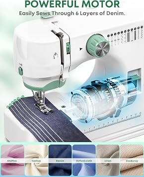 Sewing Machine for Beginners -12 Built-in Stitches|42 PCS Accessory Kit,Foot pedal, Low/High-Speed,Portable Mini Sewing Machine for Home DIY,Quick Fix