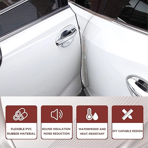 Miniatura 3 de Protectores de borde de puerta de automóvil, protector de sello de goma de 32.8 pies, moldura transparente en forma de U, protector de sello de goma
