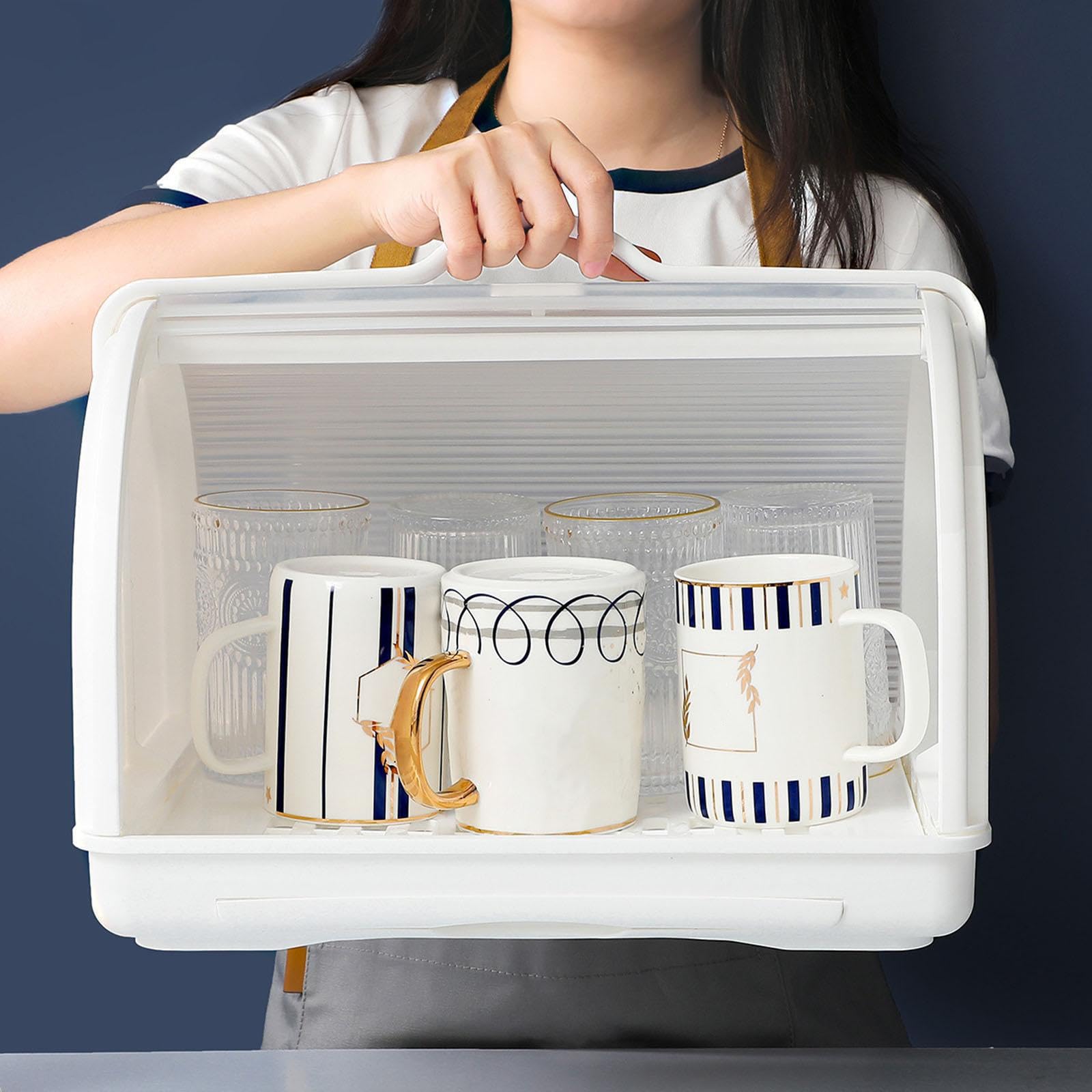 Boîte de rangement polyvalente pour tasses à thé, à café, mugs, bols et vaisselle, idéale pour les ustensiles de cuisine et la vaisselle de bébé. Boîte couverts