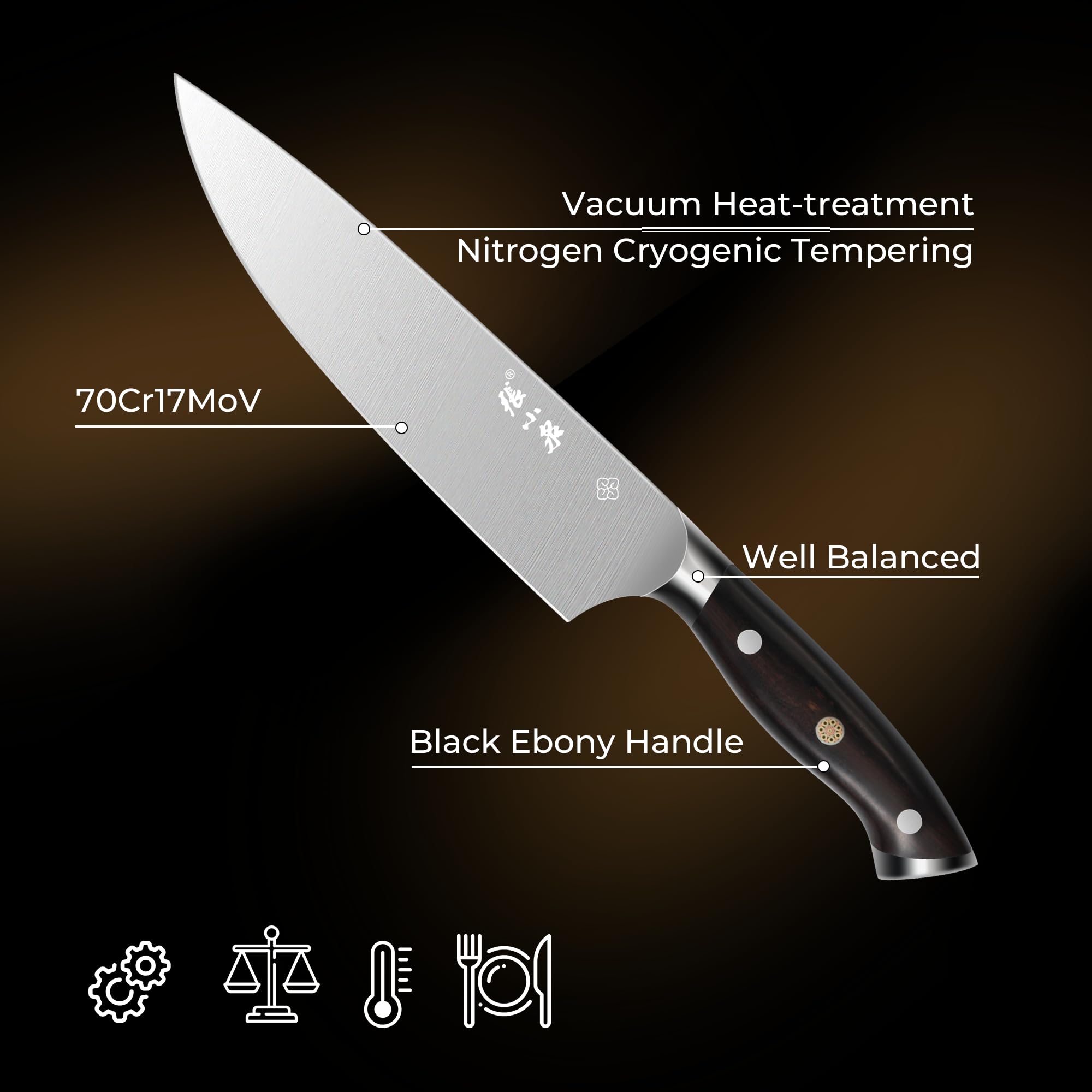 Amazon.com: ZHANG XIAO QUAN SINCE 1628 70Cr17MoV 廚師刀,8 英