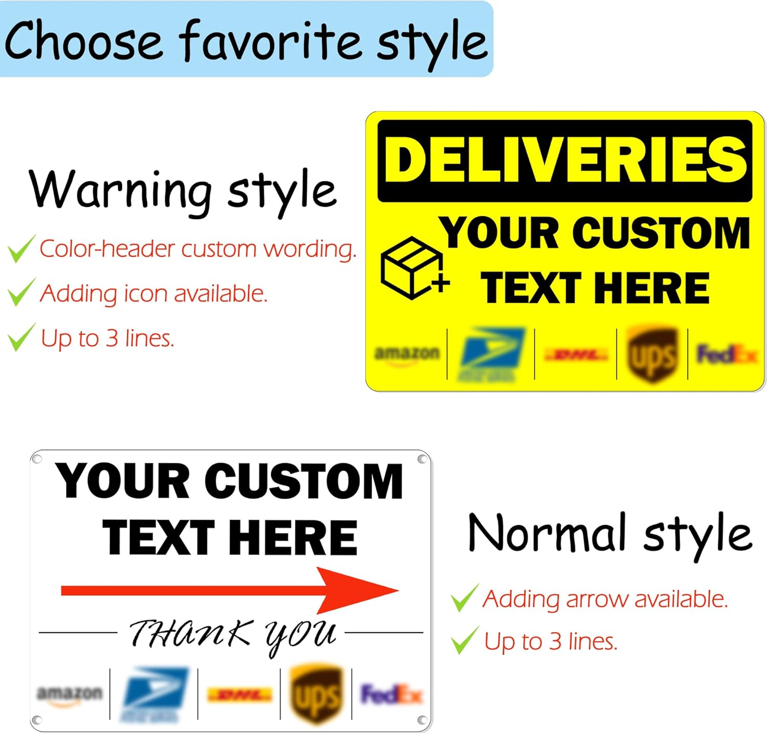 Custom Metal Delivery Sign for Packages, Waterproof Personalized Leave Packages Sign for Home, Leave Your Delivery Instruction on Signage (Normal style, 18"x12")
