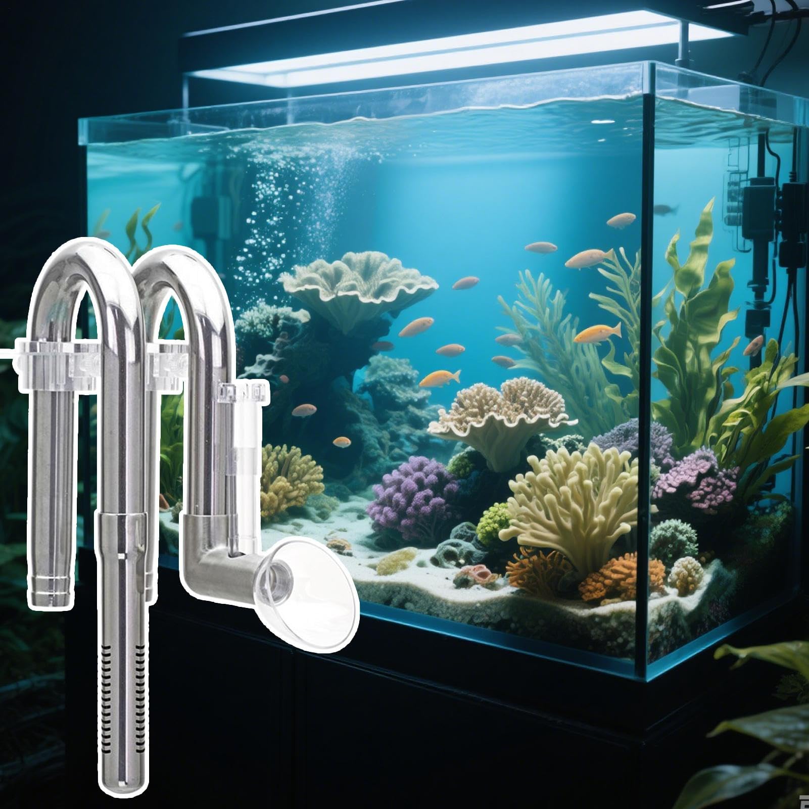 Tubo di scarico per acquario, aspiratore superficiale per acquario, accessori per tubo dell'acqua in acciaio inox per pesci d'acqua dolce