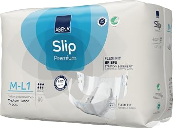 Abena Slip Flexi-Fit Premium Incontinence Briefs ، المستوى 1 ، (متوسط إلى كبير جدًا) ، متوسط / كبير ، 108 Count