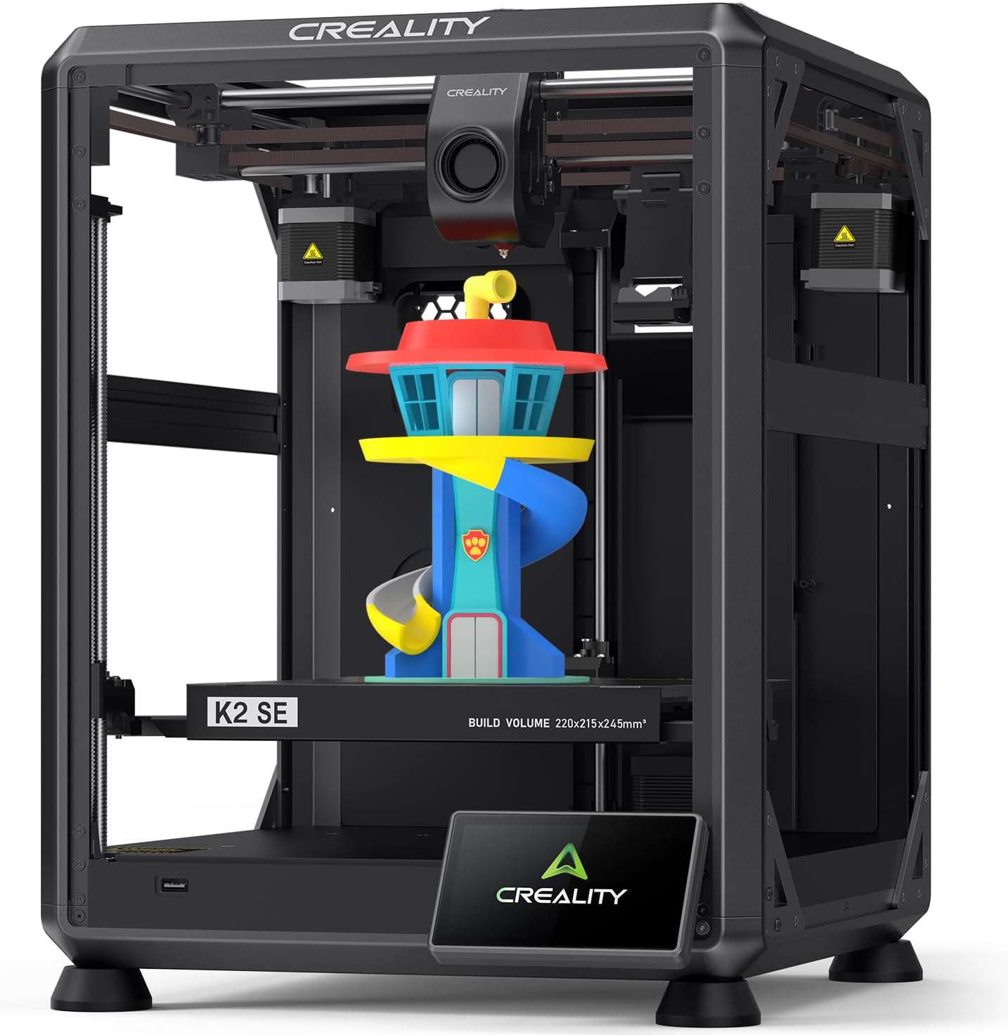 Creality K2 SE 3D Printer, Support Multicolor Printing Needs CFS, 500mm/s High-Speed Printing, Auto Leveling, Vibration Control, Compact Desktop Upgrate 3D Printer, Print Size 220x215x245mm