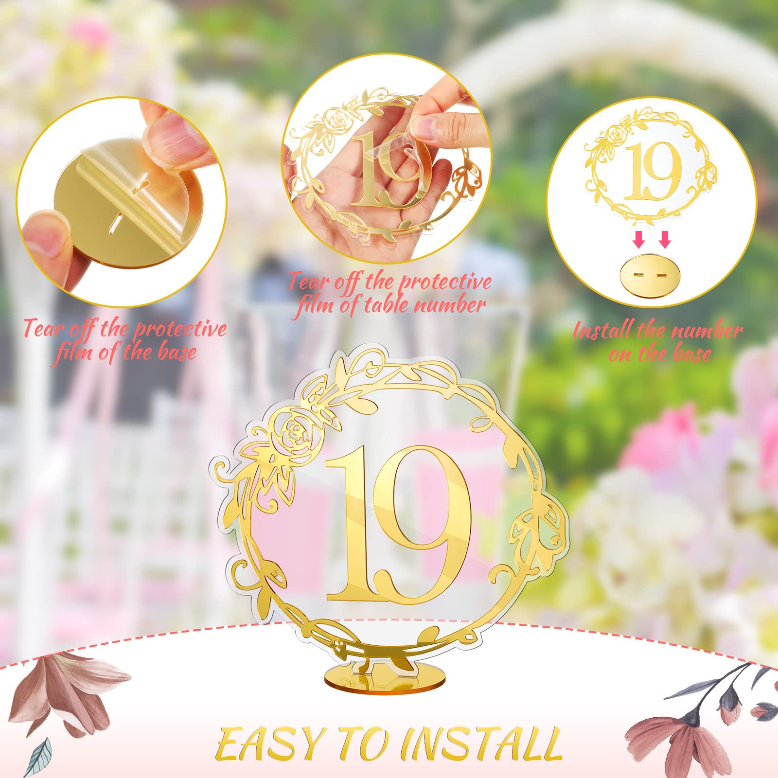 Acryl Tischnummern Gold Spiegelnd – Elegante Tischdekoration Für Hochzeit & Feiern