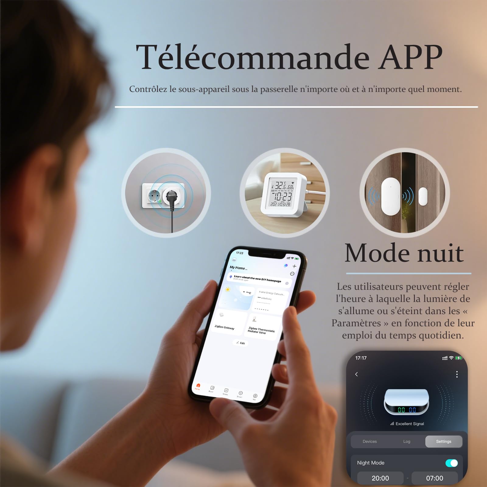 Tuya Zigbee Gateway Hub [Quantité d'appareils en ligne affichés]Intelligent Bluetooth ZigBee Gateway Bridge pour Domotique Pont Passerelle Contrôleur Compatible avec Alexa,Google Home,Smart Life