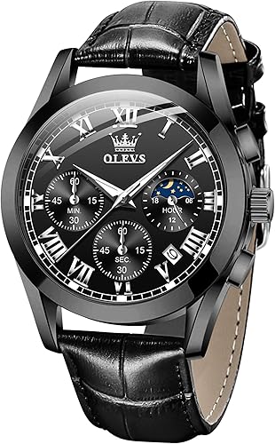 OLEVS Relojes para hombre color marrón negro cronógrafo de moda reloj de negocios luminoso impermeable casual relojes de pulsera