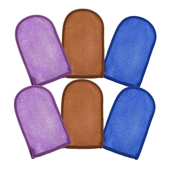 MERRYHAPY 6 Pack African Exfoliator Glove Long Lasting Scrubbing Mitts for Shower Bath Mittens Bath Foaming Mittens Coffee