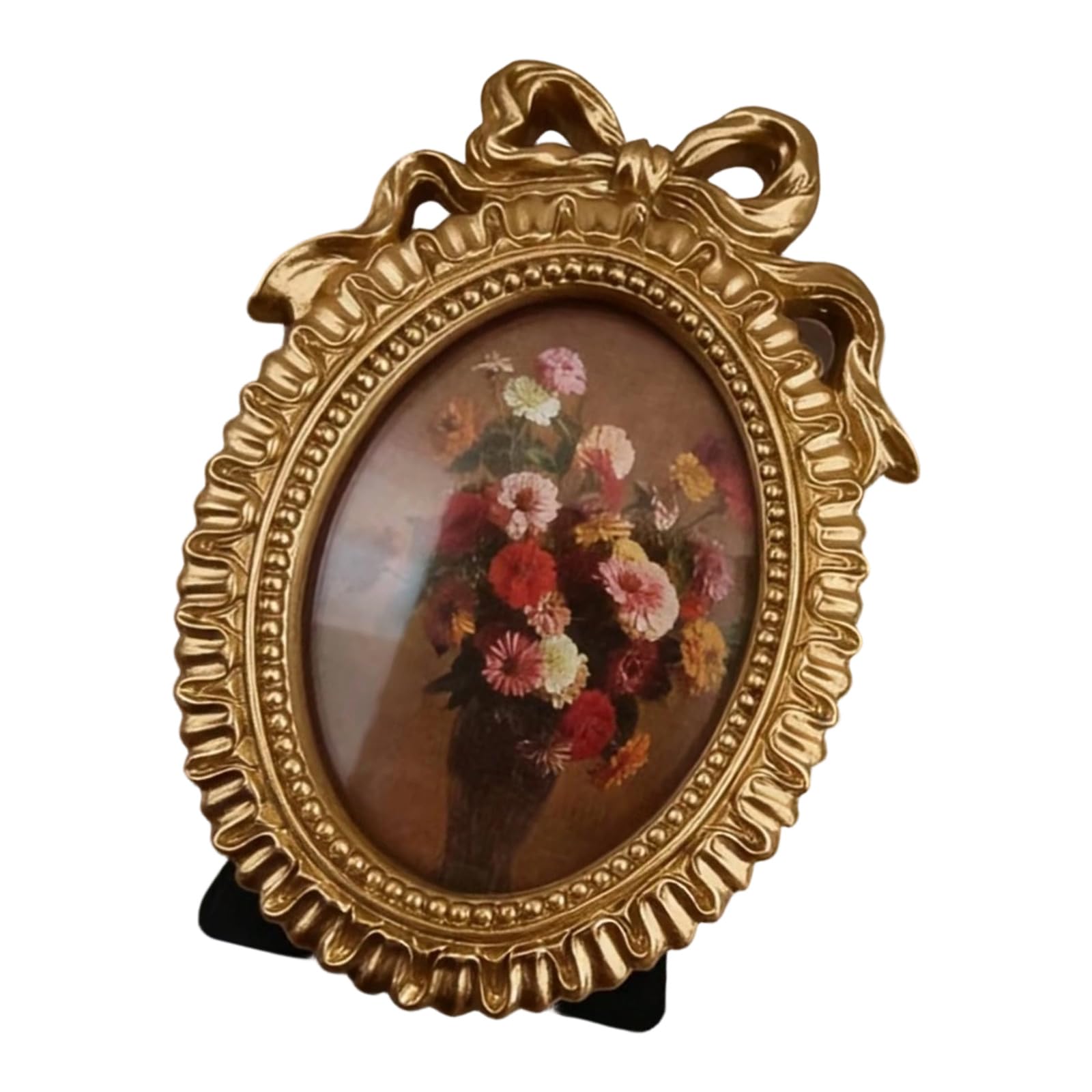 Tsophreniq Decorative Resin Picture Frame with Intricate Carving Bowknot Accent Golden Photo for Wedding Portrait Display Wedding Photo Display