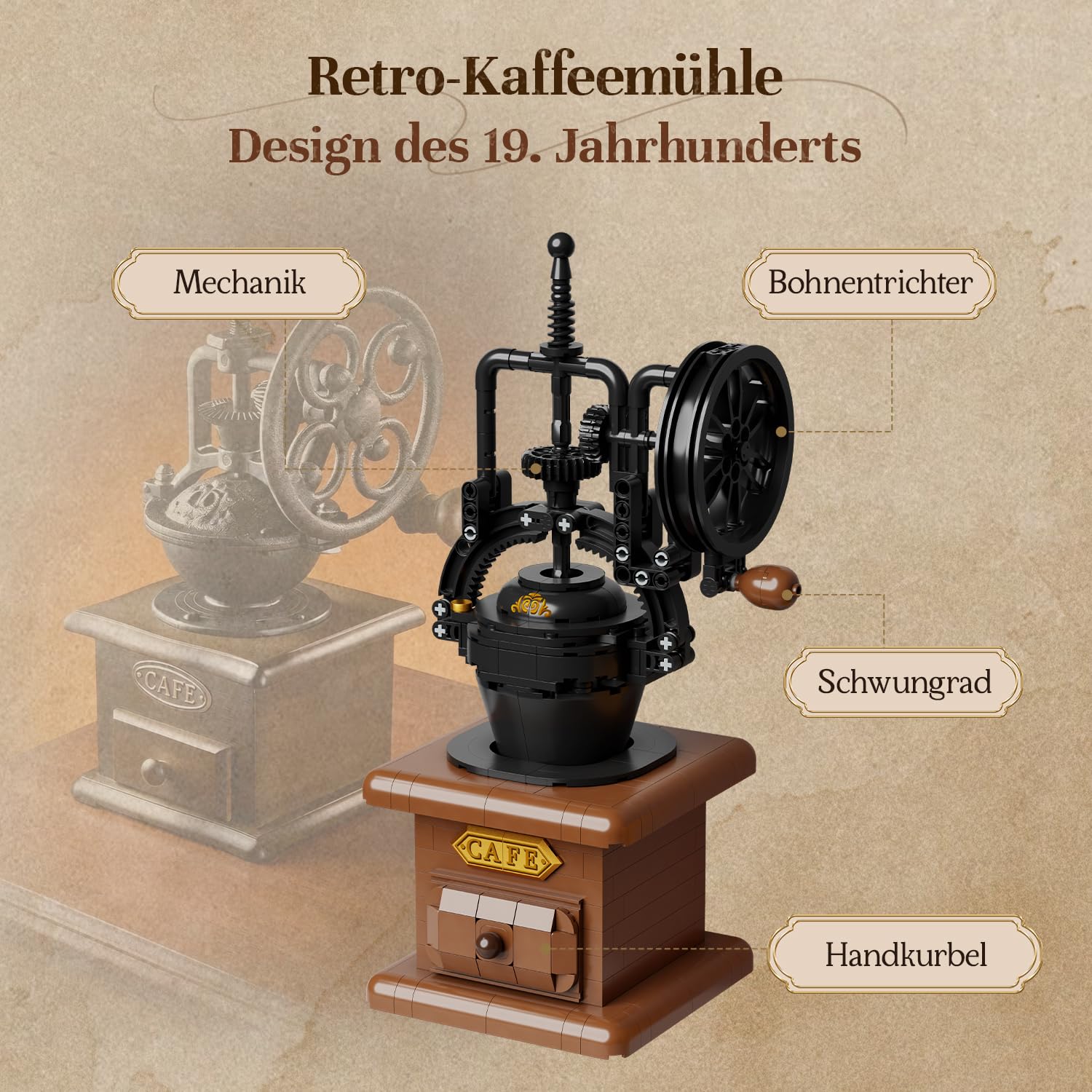 PANTASY Vintage Kaffeemühle Klemmbausteine Set