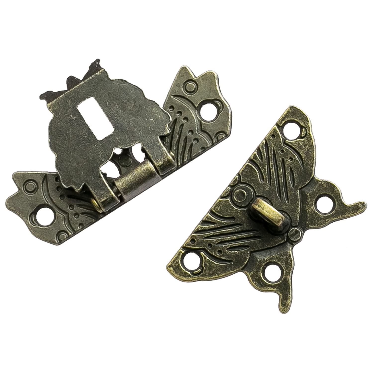HMF 6495 Vintage Butterfly Clasp with Lock Eyelet 50 x 45 mm Bronze, Butterfly closure - Image 4