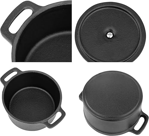 Miniatura 4 de Flavehc Mini Cocotte - Mini horno holandés de 8 onzas, 0.25 cuartos de galón, asador de ajo de hierro fundido para horno, ajo, confitado, ramequines