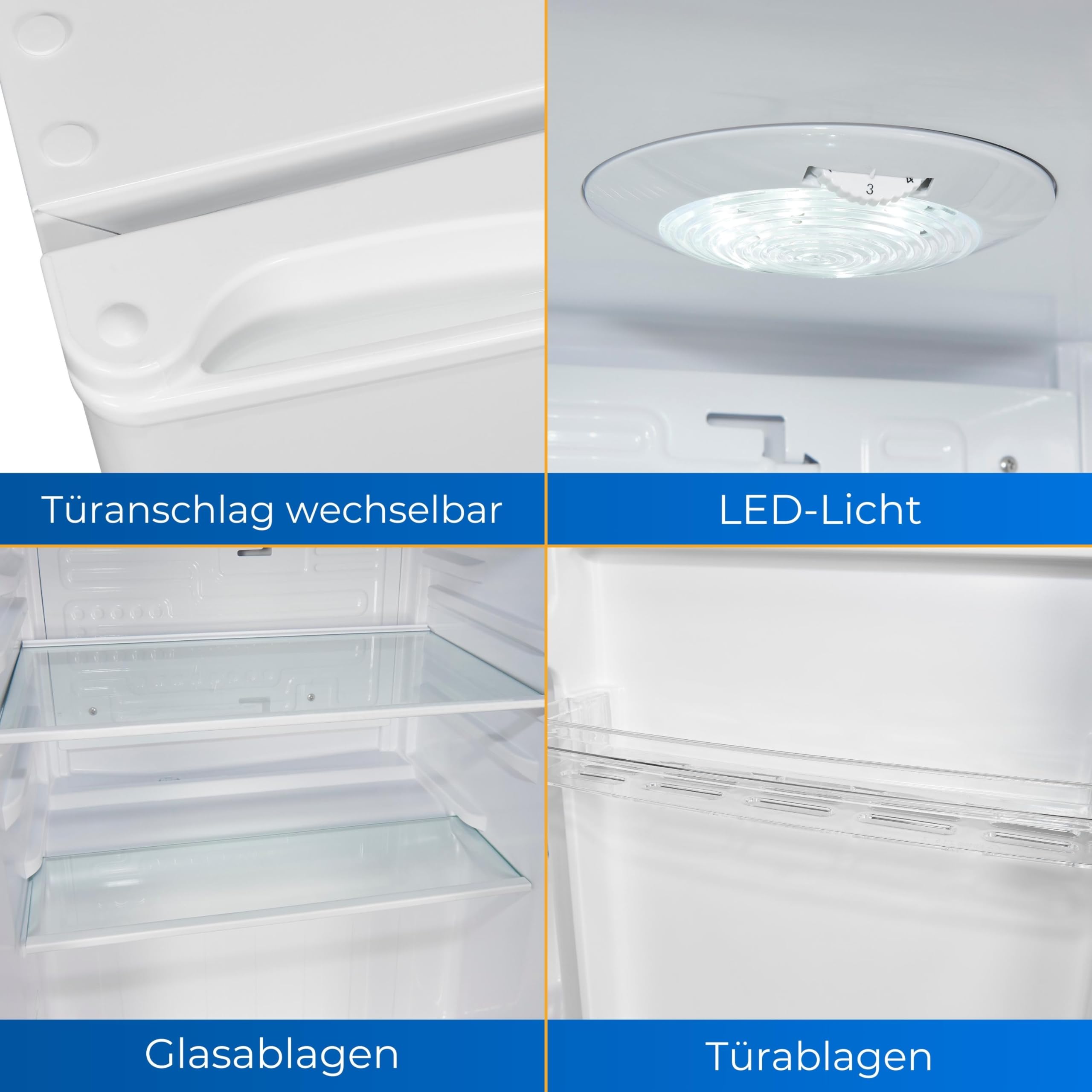 Exquisit Mini Kühlschrank KB60-V-090E weiss 52 l LED-Innenbeleuchtung Glasablagen 45cm