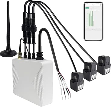 Smart Home Energy Monitor with 3 200A Clamps EdgeAnt, Real-Time Accurate Energy Consumption Tracking and Save Money, Home Energy Automation and Control, Solar Net Metering 2.4 GHz WiFi