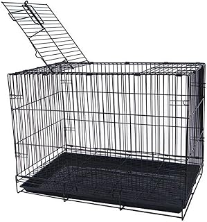 YML 20-Inch Small Animal Crate with Wire Bottom Grate and Black Plastic Tray, Black