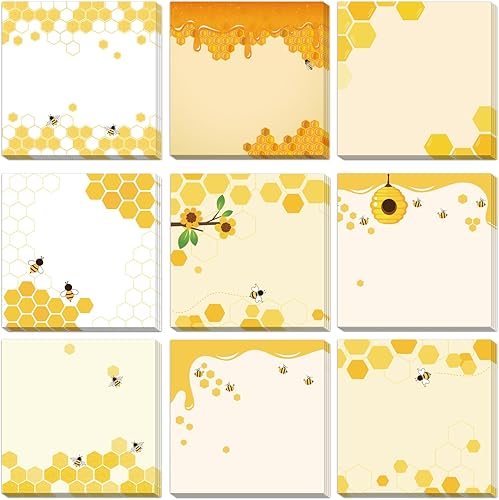 9 notas adhesivas de abeja de 3 x 3 pulgadas, lindas notas de abeja adversas, notas de notas para escuela, oficina, hogar, suministros para disponible en Yaxa Peru