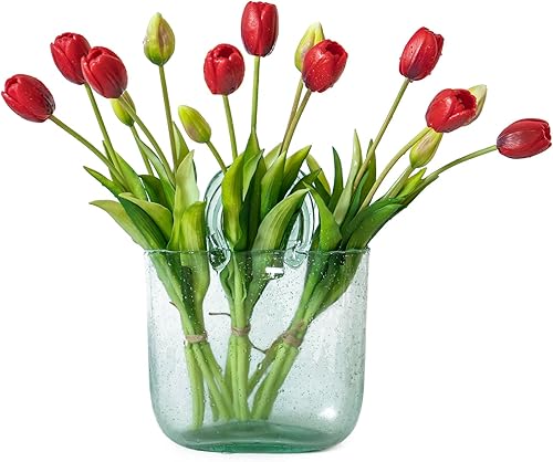 Miniatura 27 de 15 flores de tulipanes artificiales, ramo de látex de tacto real, tulipanes falsos para oficina, boda, fiesta, hogar, cocina, jardín