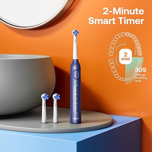 Miniatura 56 de Bitvae R2 - Cepillo de dientes eléctrico giratorio para adultos con 8 cabezales de cepillo, 5 modos de cepillo de dientes recargable con sensor