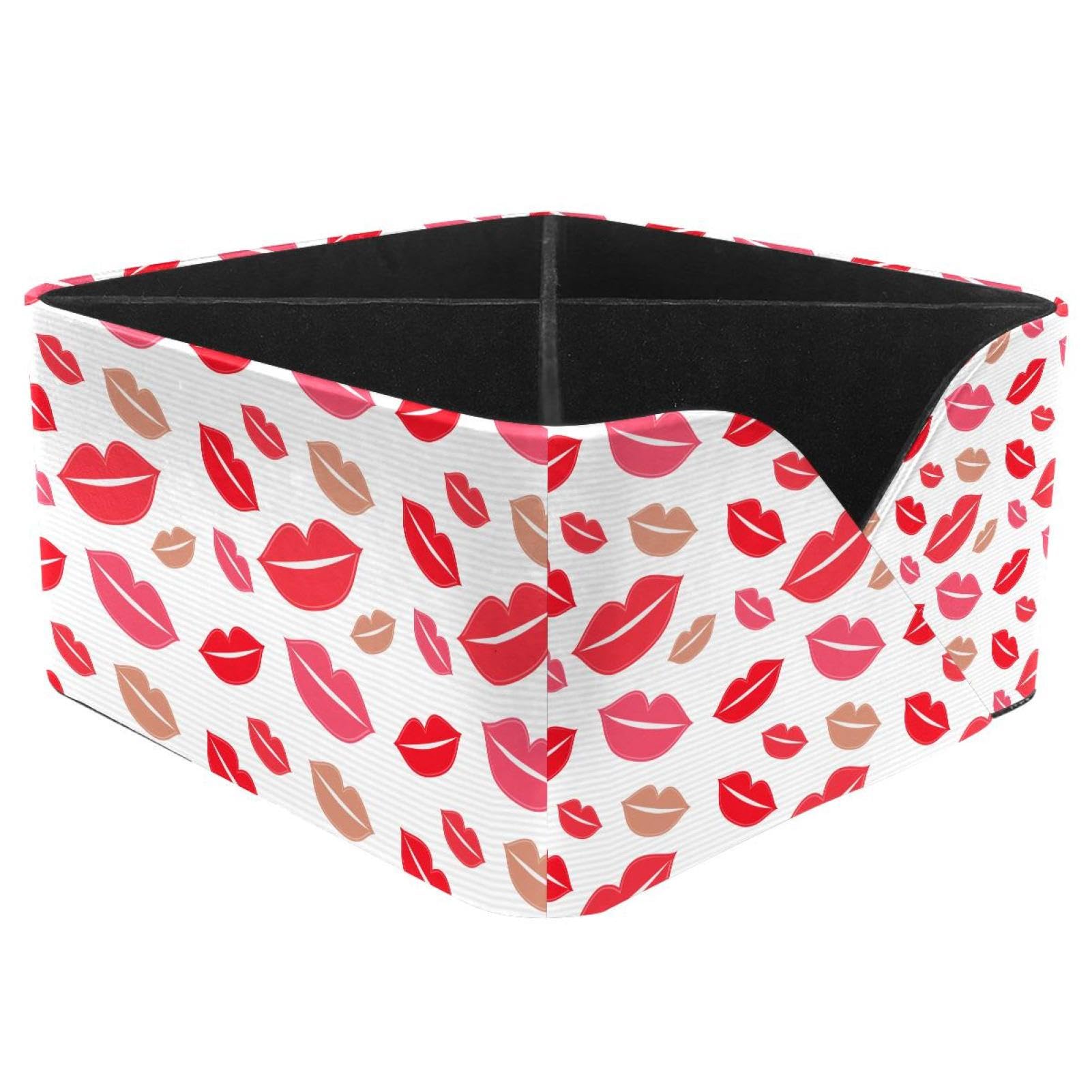 KengjuTesu Red Lips Desktop Organizer Pen Holder, Rectangular Pencil Cup for Office, Study and Makeup Stations