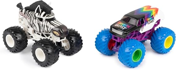 Monster Jam - Original Monster Jam Pack of Two with Authentic Monster Trucks in Scale 1:64, Crass Stunt Action from 3 Years (Assorted Designs, Random)