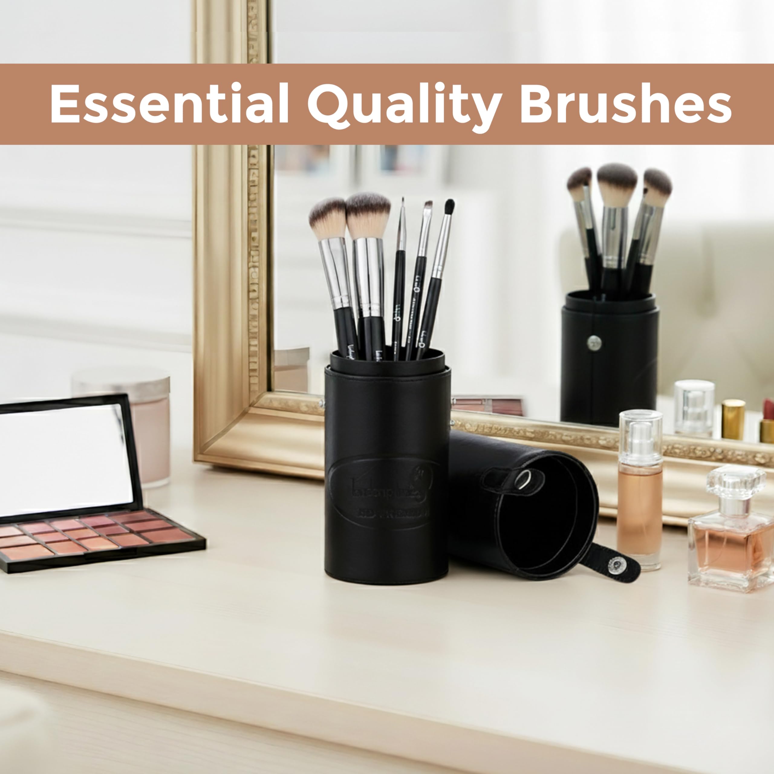 London Prime Lot de 5 pinceaux de maquillage HD de qualité supérieure - Professionnels et débutants - Doux - Utilisation quotidienne - Pour mélanger, ombrer et détailler - Ensemble complet de pinceaux
