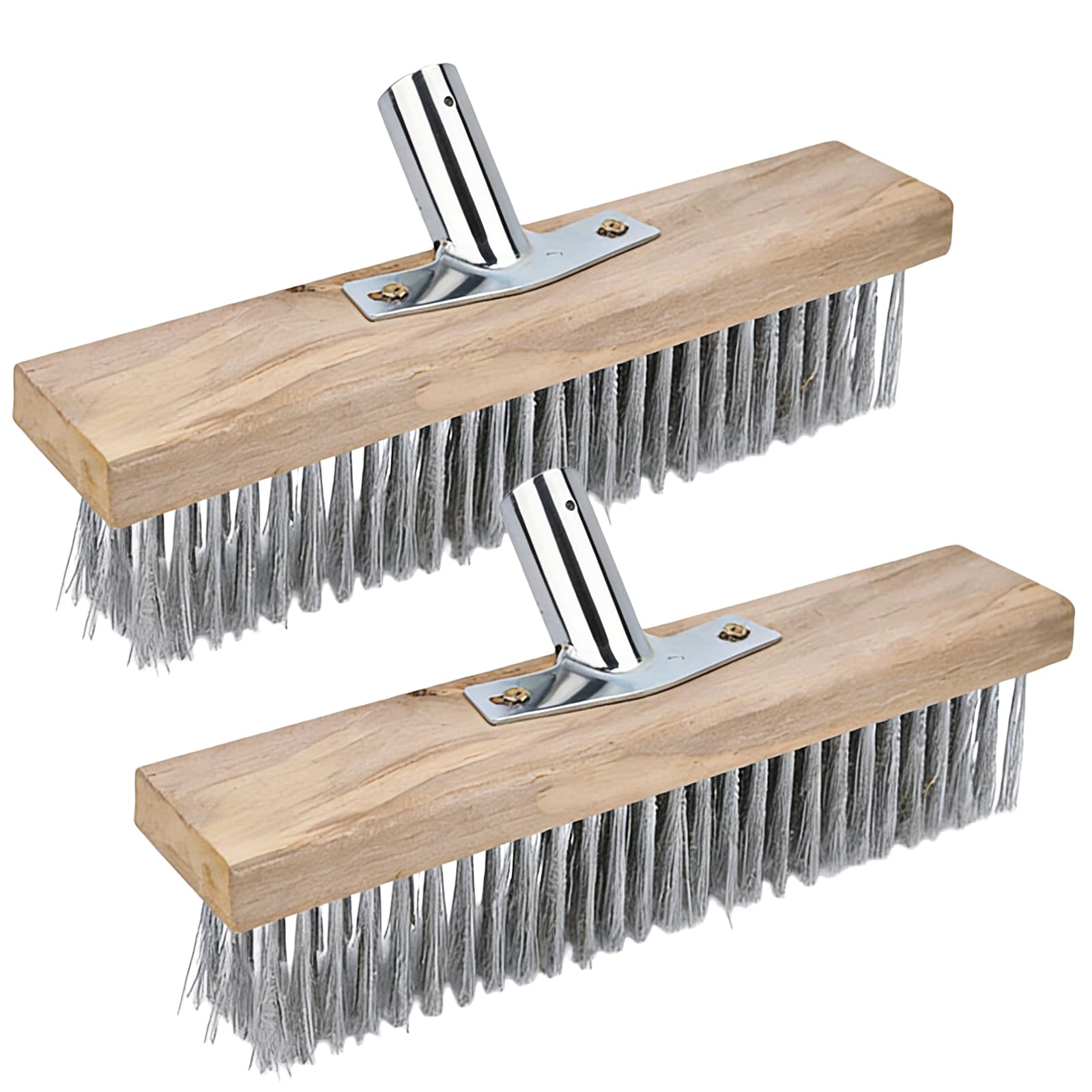 Lot de 2 balais métalliques PRITOK de 30 cm - Balai métallique - Balai en acier inoxydable - Balai métallique en acier inoxydable avec poils métalliques robustes pour terrasses, terrasses et jardins