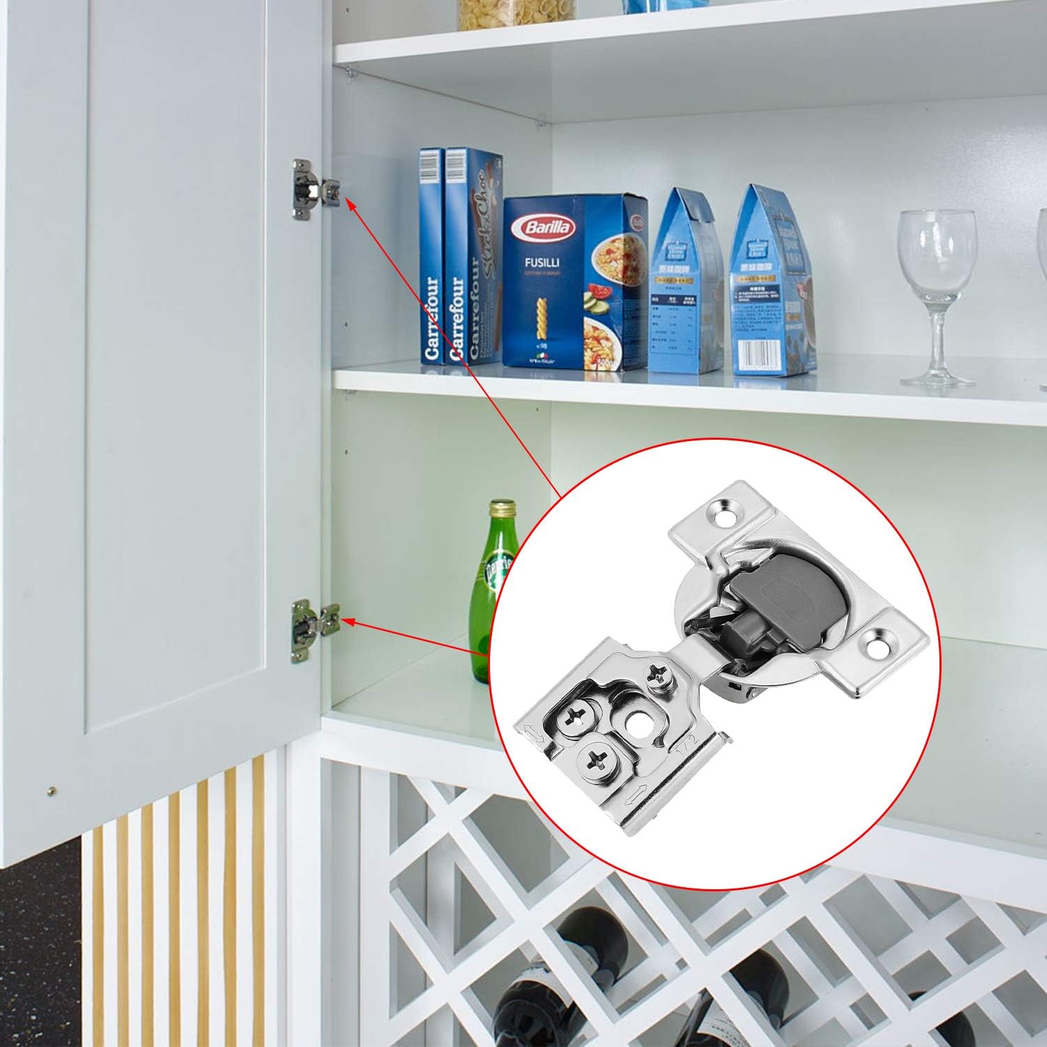 Get Special Price Luokim 40 Pack Soft Closing Cabinet Hinges 1-1/4 inch Overlay Self Closing Concealed Hinge Kitchen Hardware 105 Degree Nickel Plated