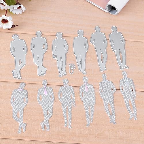 Miniatura 7 de Briartw 6 piezas de troqueles de corte profesionales geniales para hombres en relieve, plantillas para álbumes de recortes, álbumes de fotos,