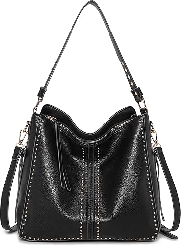 Montana West Bolso Hobo para mujer, bolsos grandes y bolsos de mano con tachuelas y correa cruzada